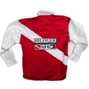 Vintage Tommy Hilfiger Dive Charter Embroidery Button Down Shirt Mens L Red